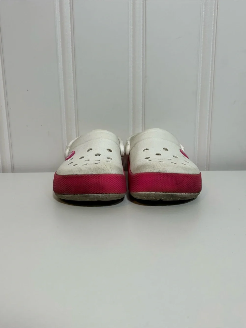 CROCS Kids White Clog with Pink Midsole
